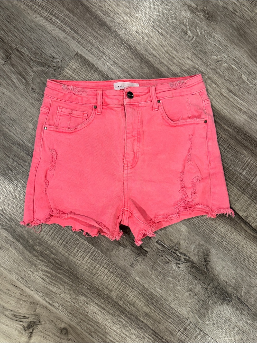High-Rise Distressed Pink Women's Denim Shorts